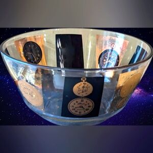 Vintage Lovely MCM Cera Time Themed Large Bowl